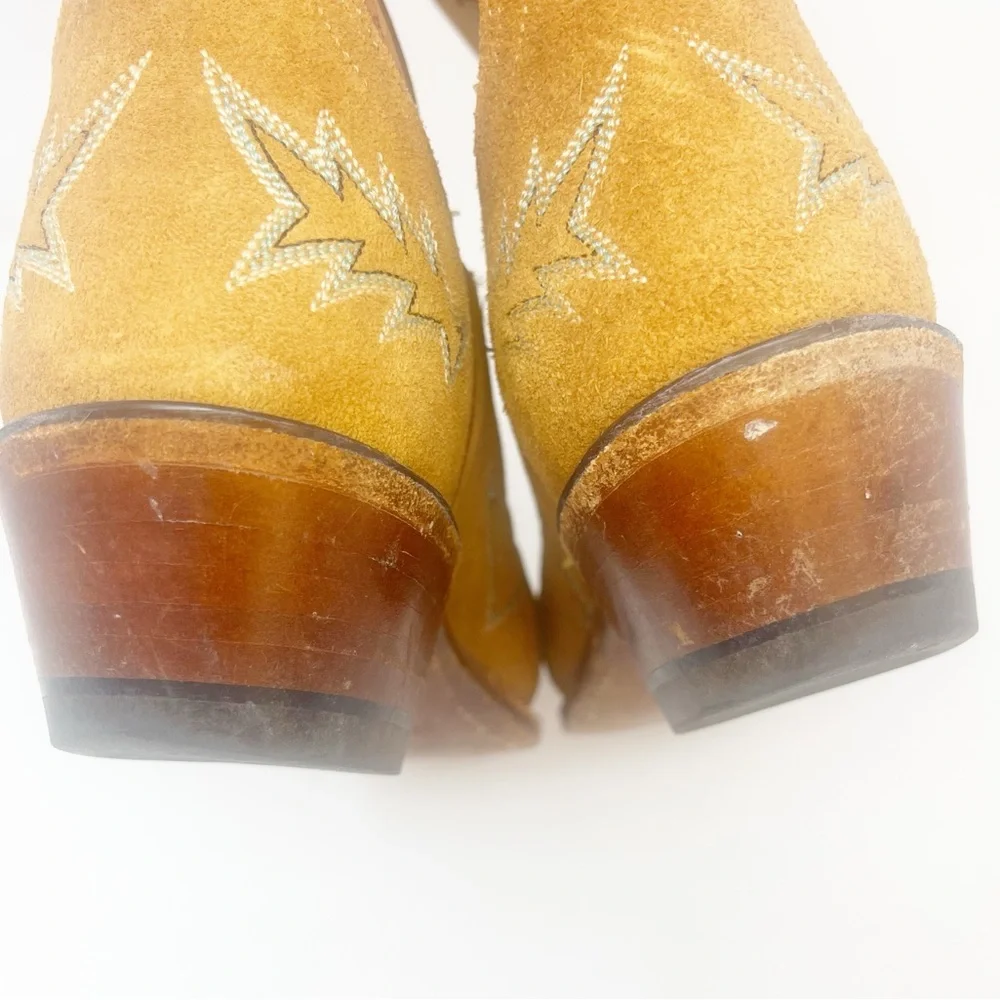 Lucchese Boots Green Suede Snip Toe Western Cowgirl - Picture 9 of 12